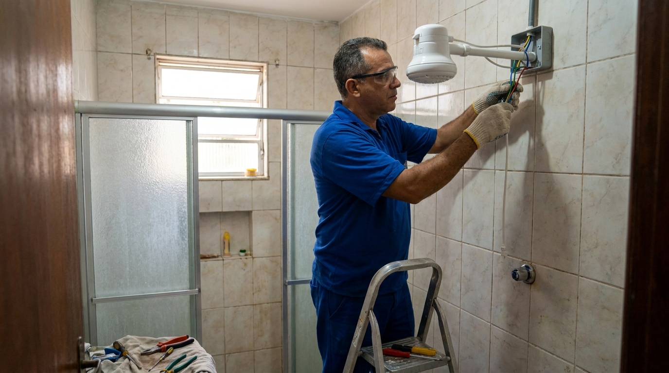 Substituição de Chuveiro Antigo em Londrina‑PR